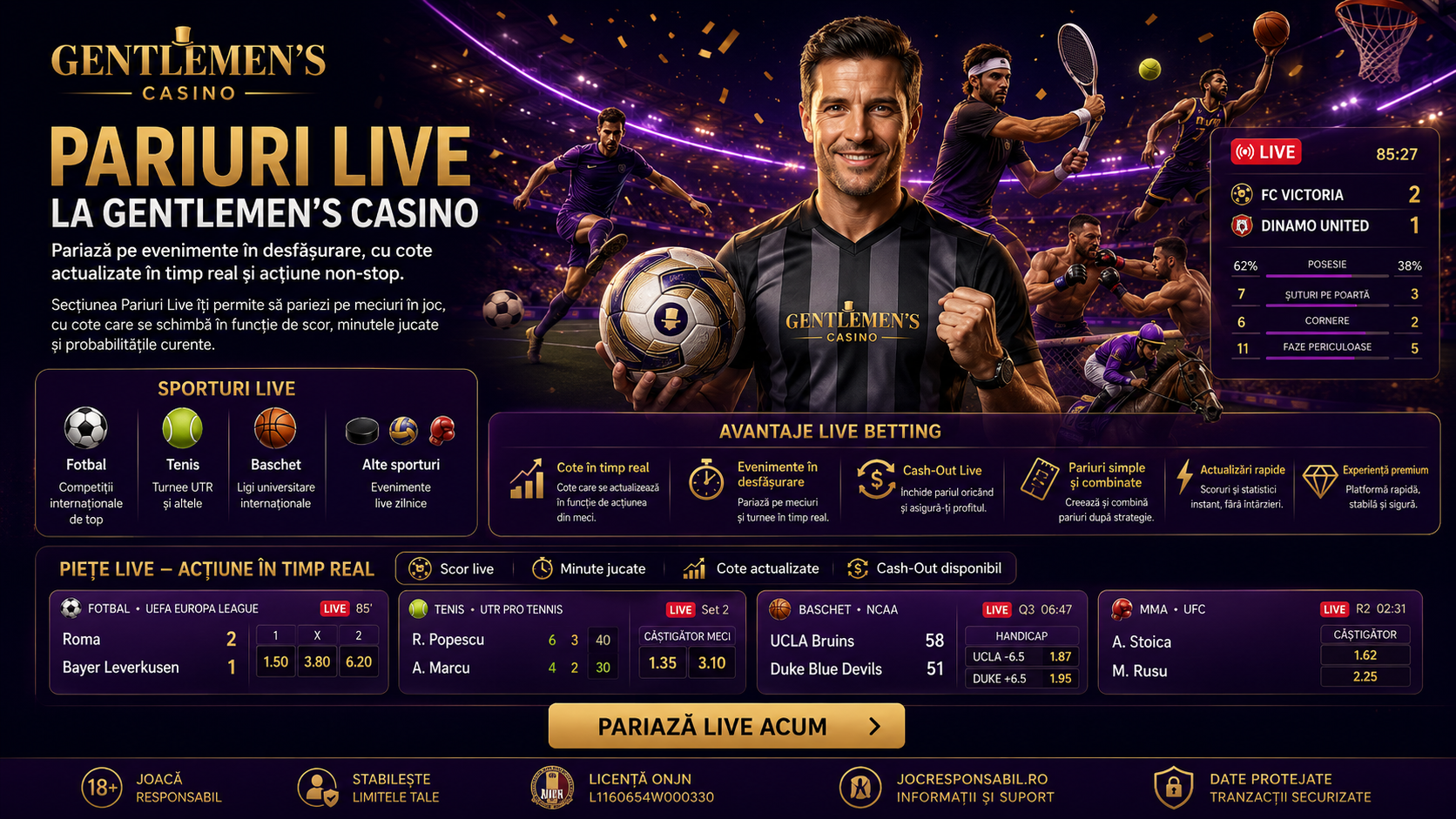Pariuri Live Gentlemen's Casino